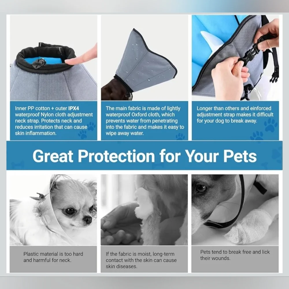 iPetstation XL Dog Recovery Cone Collar Anti Lick Protective E Collar Blue NWT